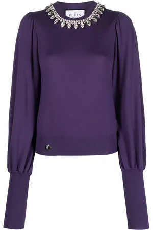 Philipp Plein Crystal-embellished wool knitted jumper