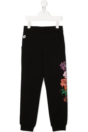 Philipp Plein Rhinestone floral print trousers