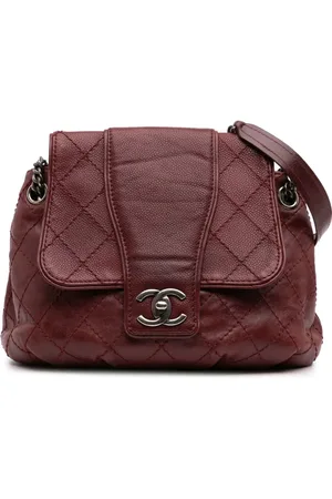 CHANEL 2014 Medium Quilted Caviar and Aged Calfskin Bubble Graphic Messenger Bag crossbody bag