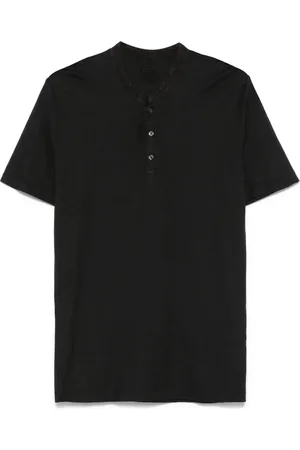 120% Lino Logo-embroidered henley T-shirt