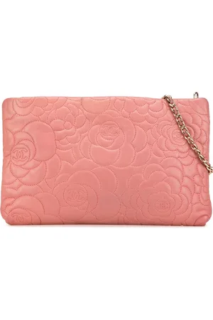 CHANEL 2013-2014 Embossed Lambskin Camellia Chain Pochette shoulder bag