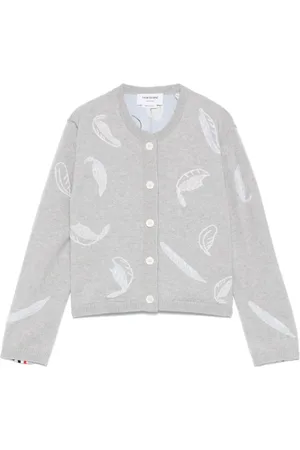 Thom Browne Feather-intarsia cropped cardigan