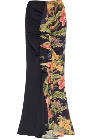 Etro Floral-print draped maxi skirt
