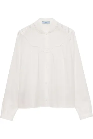 Prada Band-collar batiste shirt