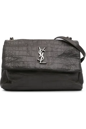 Saint Laurent 2017 Medium Croc Embossed Calfskin Monogram West Hollywood crossbody bag