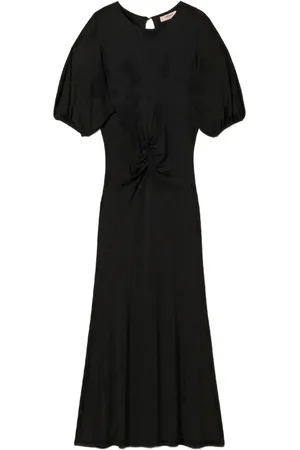 Twin-Set Puff-sleeve midi dress