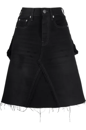 Balenciaga Rip-detail A-line denim skirt