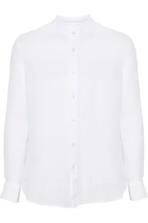 120% Lino Band-collar linen shirt