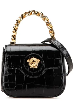 VERSACE 2000-2024 Mini Croc Embossed La Medusa satchel