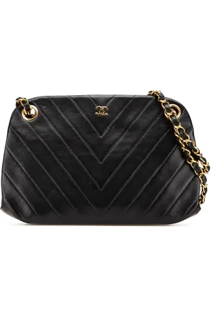 CHANEL 1989-1991 CC Chevron Lambskin Frame Chain shoulder bag