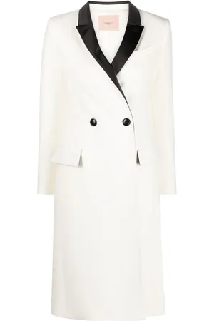 Twin-Set Contrast-lapels double-breasted coat