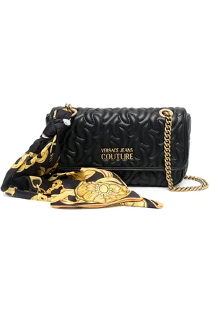VERSACE Logo-plaque quilted crossbody bag