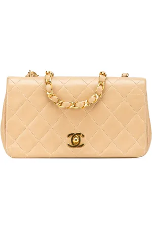 CHANEL 1989-1991 Mini Rectangular CC Quilted Lambskin Full Single Flap crossbody bag