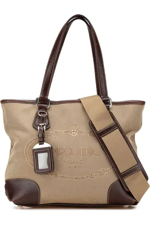 Prada 2013-2025 Leather Trimmed Canvas Canapa Logo satchel