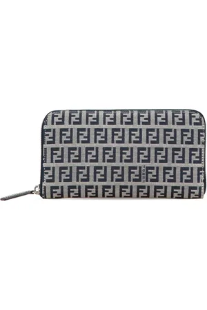 Fendi 2000-2010 Zucchino Canvas Zip Around Wallet long wallets
