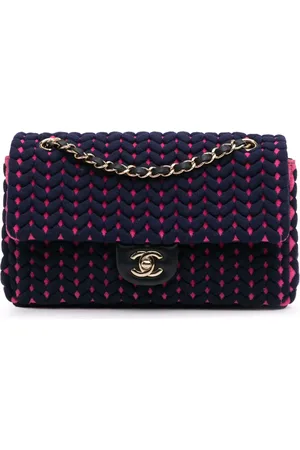CHANEL 2019 Medium Classic Woven Jersey Single Flap shoulder bag