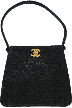 CHANEL 1998 Lace Double Sided Turn-lock tote bag