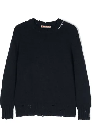 Marni Distressed logo-embroidered jumper