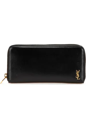 Saint Laurent 2000-2024 Leather Tiny Cassandre Zip Around Wallet long wallets