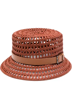 Max Mara Leather-detail crochet hat