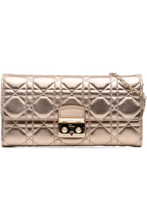 Dior 2015 Metallic Lambskin Cannage Miss Dior Promenade Wallet on Chain crossbody bag