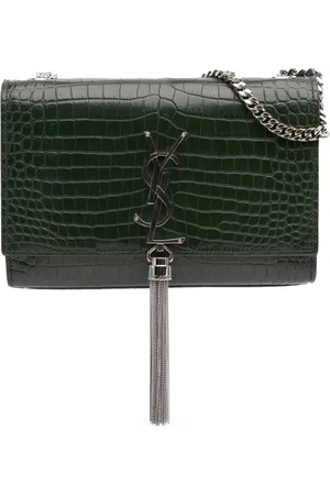 Saint Laurent 2018 Medium Croc Embossed Leather Kate Tassel crossbody bag