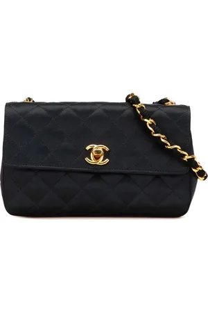 CHANEL 1986-1988 Mini Rectangular CC Quilted Satin Flap crossbody bag