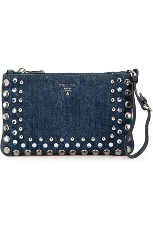 Prada 2000-2024 Denim Borchie Wristlet pouch
