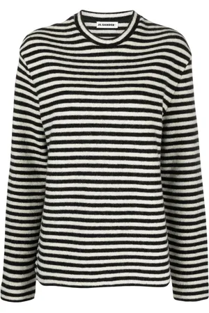 Jil Sander Logo-patch striped wool jumper