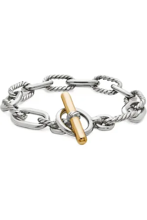 David Yurman 18kt yellow gold and sterling DY Madison Toggle chain bracelet (11mm)