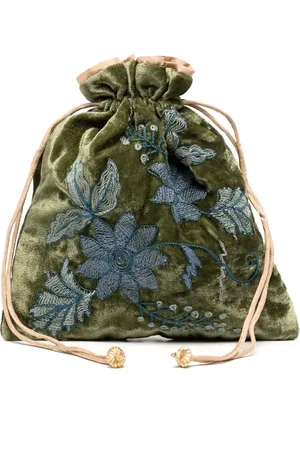 Anke Drechsel Floral-embroidered silk-velvet purse