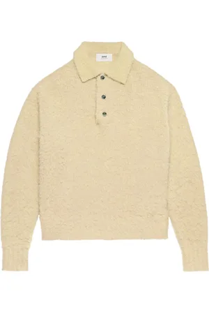 Ami Long-sleeve textured polo shirt