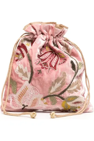 Anke Drechsel Floral-embroidered silk-velvet purse
