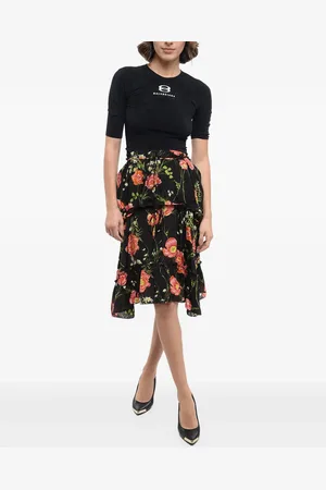 Balenciaga Floral-print half-sleeves midi dress