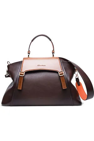 santoni Logo-debossed leather shoulder bag