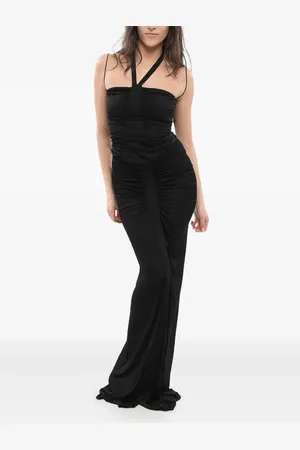Saint Laurent Ruched halterneck gown
