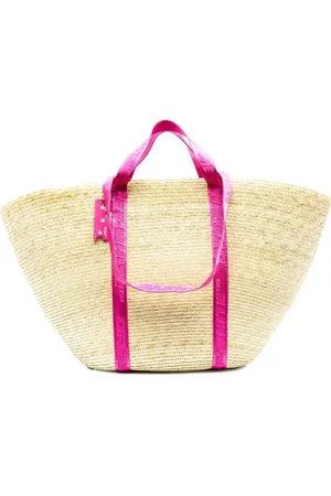 OFF-WHITE Industrial-strap straw tote bag