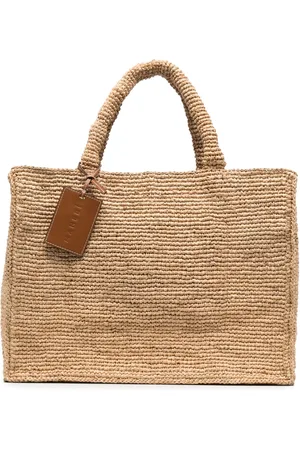 MANEBI Woven raffia tote bag