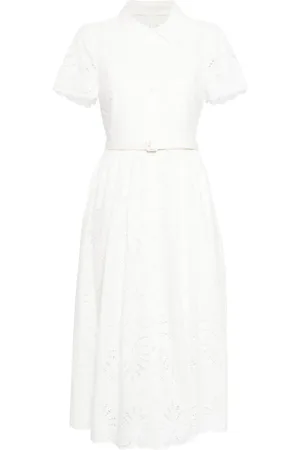 Self-Portrait Belted broderie-anglaise cotton midi dress