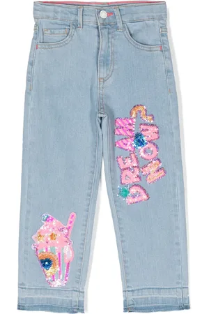 Billieblush Sequined-appliqués straight-leg jeans