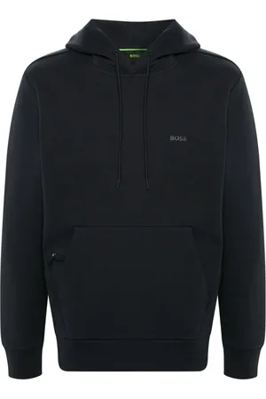 HUGO BOSS Logo-rubberised cotton hoodie