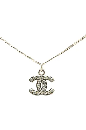 CHANEL 2007 Plated CC Rhinestones Pendant Necklace costume necklace