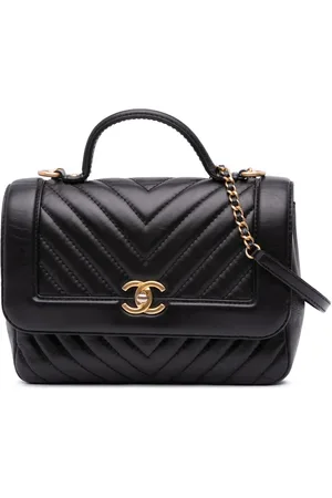 CHANEL 2017-2018 Quilted Chevron Calfskin Top Handle Flap satchel
