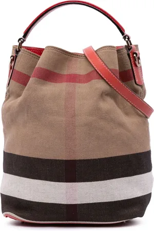 Burberry 2000-2017 Medium Mega Check Canvas Ashby Bucket Bag satchel