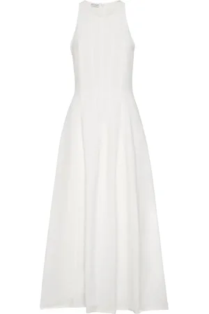 Brunello Cucinelli Pleated sleeveless maxi dress