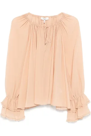Chloé Gathered-detail silk blouse