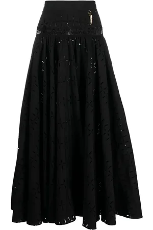 Roberto Cavalli Broderie anglaise A-line skirt