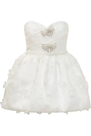 Self-Portrait Bow-detail organza mini dress