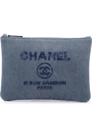 CHANEL 2017-2018 Medium Denim Sequin Deauville O Case clutch bag