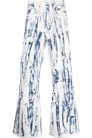 Kusikohc Painterly-print wide-leg jeans